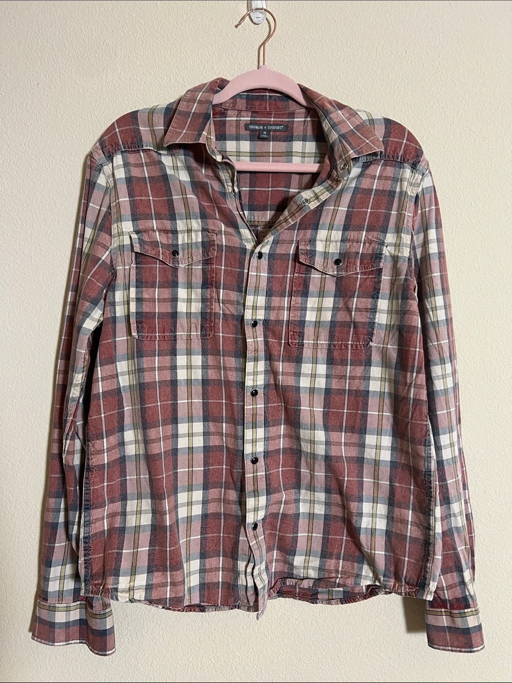 Threads 4 Thought Organic Cotton Red Plaid Button Shirt M
